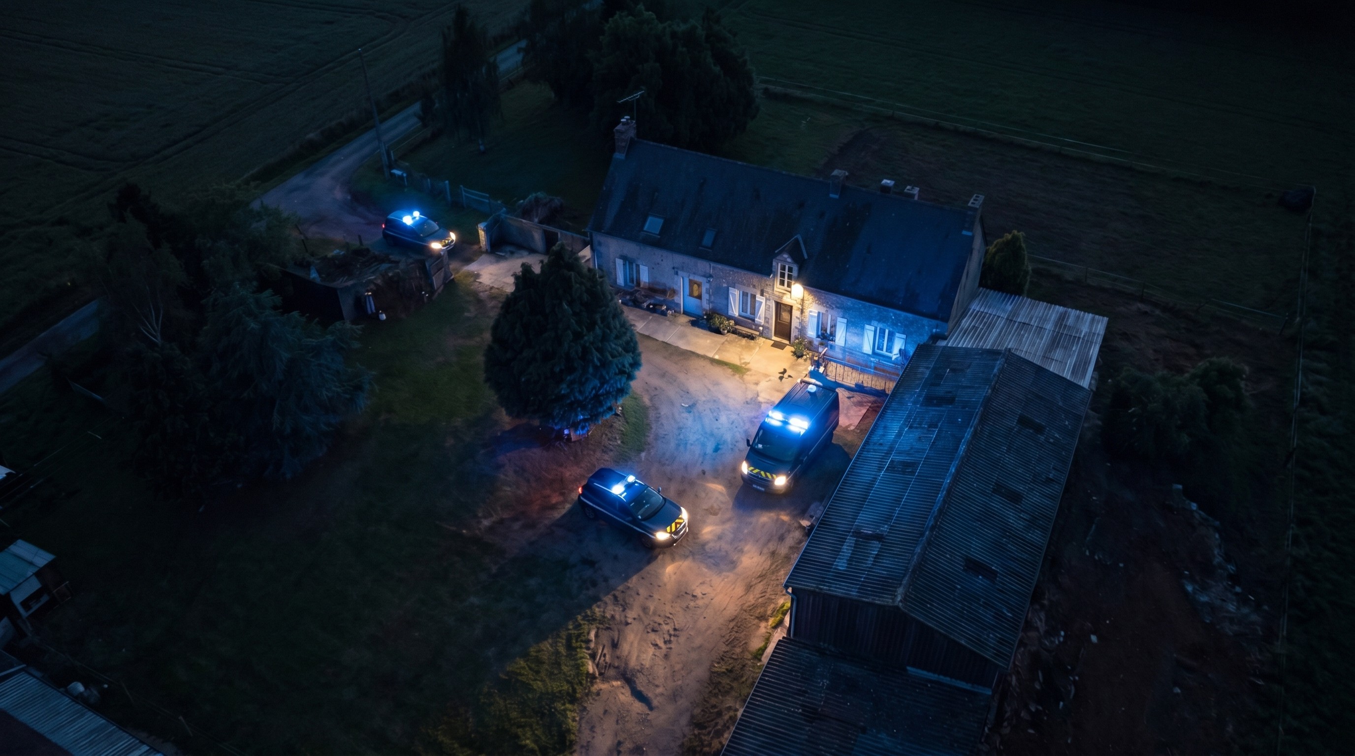 Image IA ferme entrée gendarme